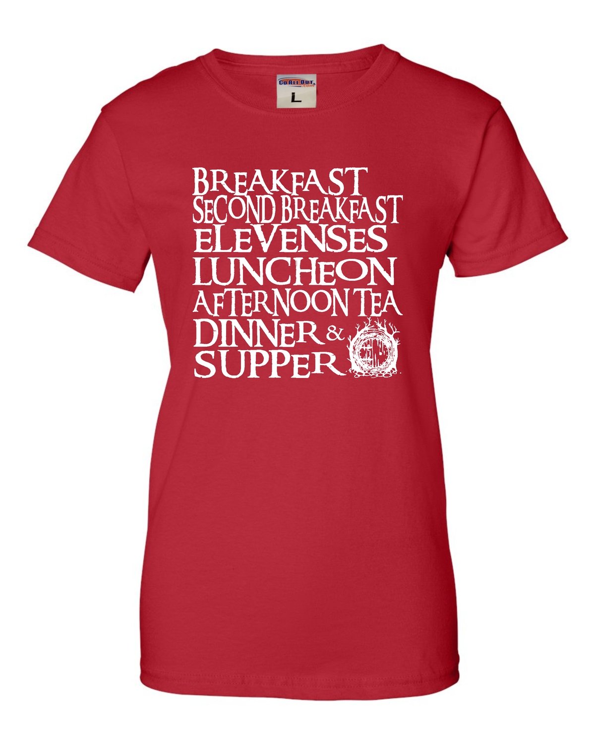 Go All Out Women's The Seven Daily Meals Graphic T-Shirt - Casual Comfort Tee for Everyday Wear, Workout, and Lounge