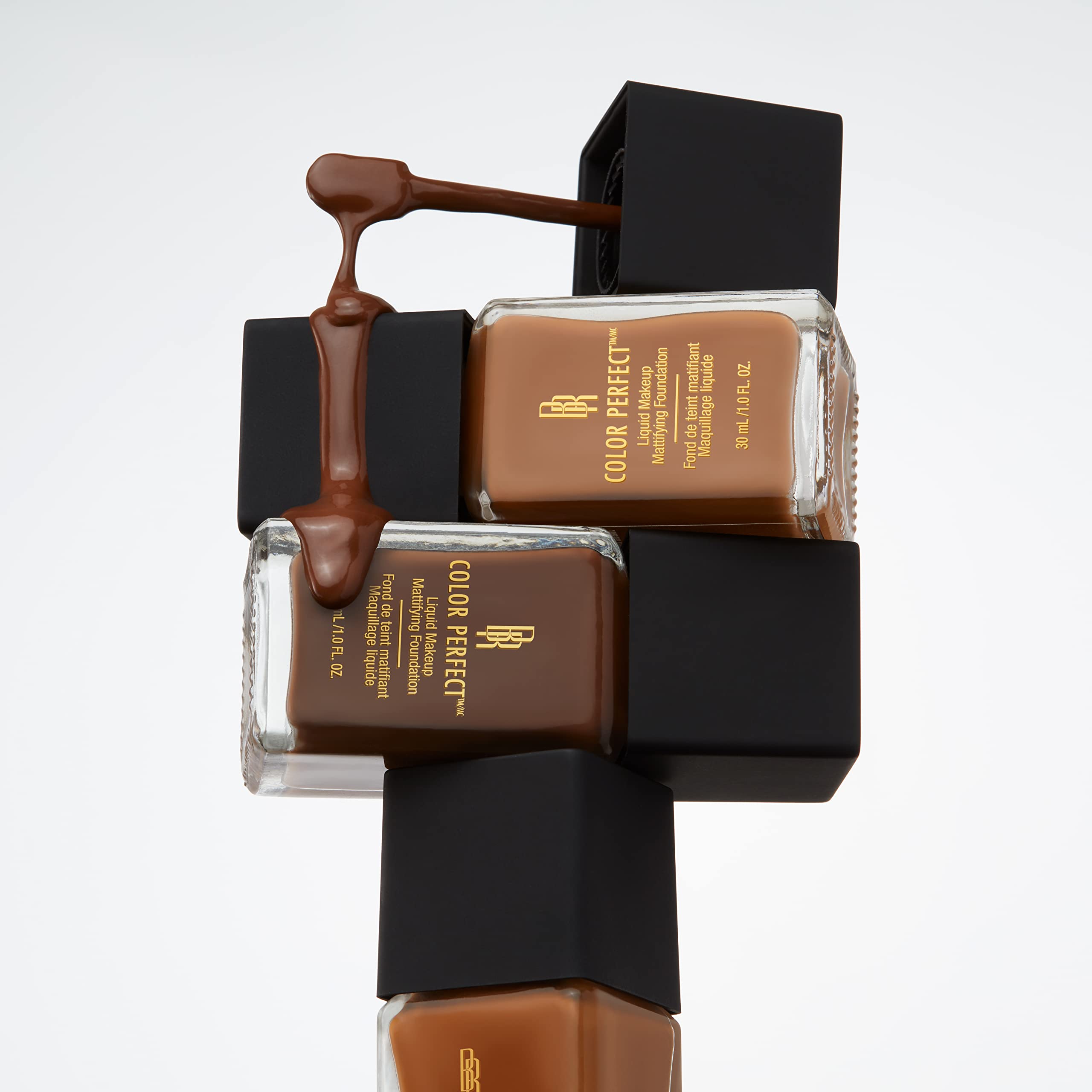 Black Radiance Color Perfect Liquid Make-Up Foundation - Deep Amber Shade, 1 Fl Oz - Full Coverage, Oil-Free Formula for Dark Skin Tones | Perfect for Daily Wear, Special Occasions & Professional Makeup Looks