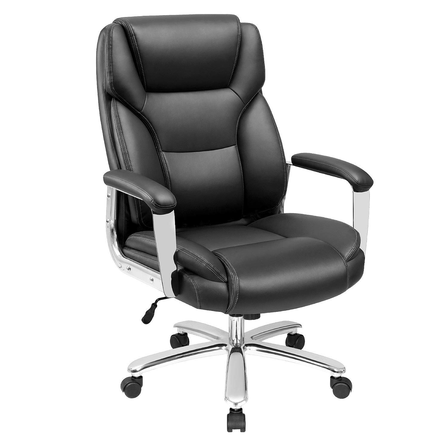 Furmax Big and Tall Office Chair - Ergonomic High Back Executive Leather Desk Chair with Lumbar Support & Adjustable Armrests - Swivel Computer Task Chair for Home & Office Workspace (Black)