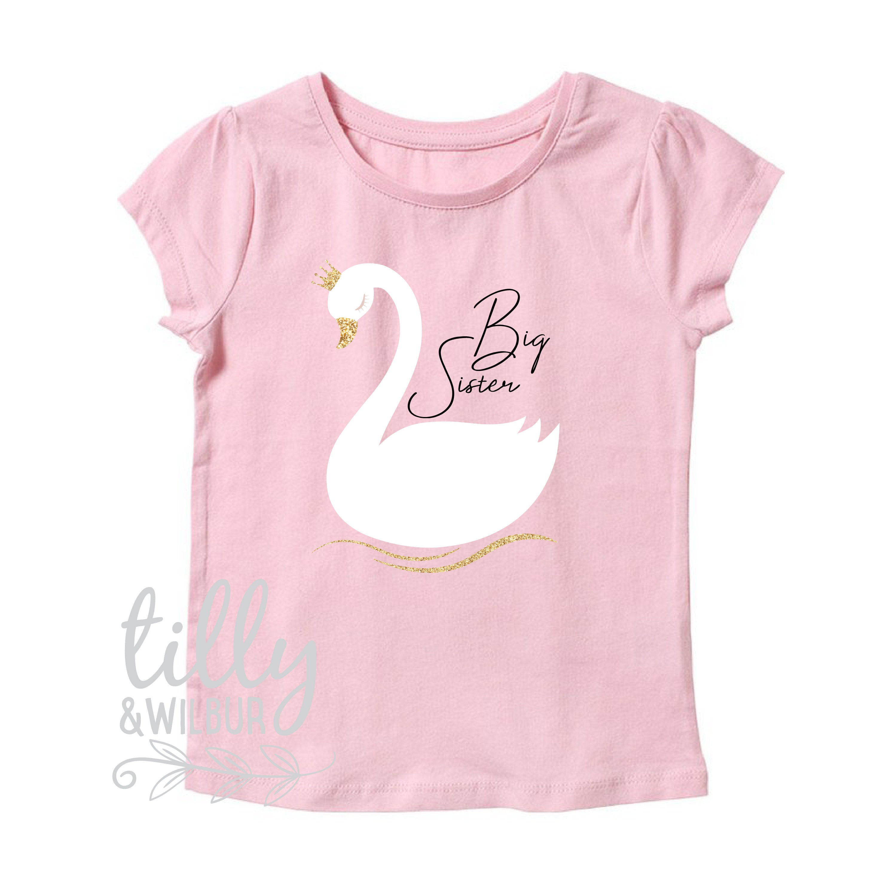 Big Sister Swan Graphic T-Shirt - Comfortable Cotton Tee for Women - Perfect for Family Events, Birthdays & Casual Outfits