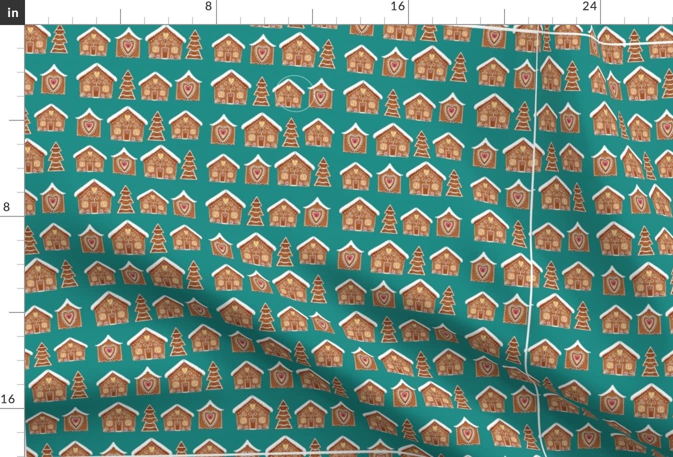 Gingerbread House Printed Minky Fabric - Green & Brown Holiday Design - Fat Quarter for Sewing Baby Blankets, Quilt Backing & Plush Toys - Soft & Cozy DIY Craft Material for Christmas Decorations & Nursery Projects