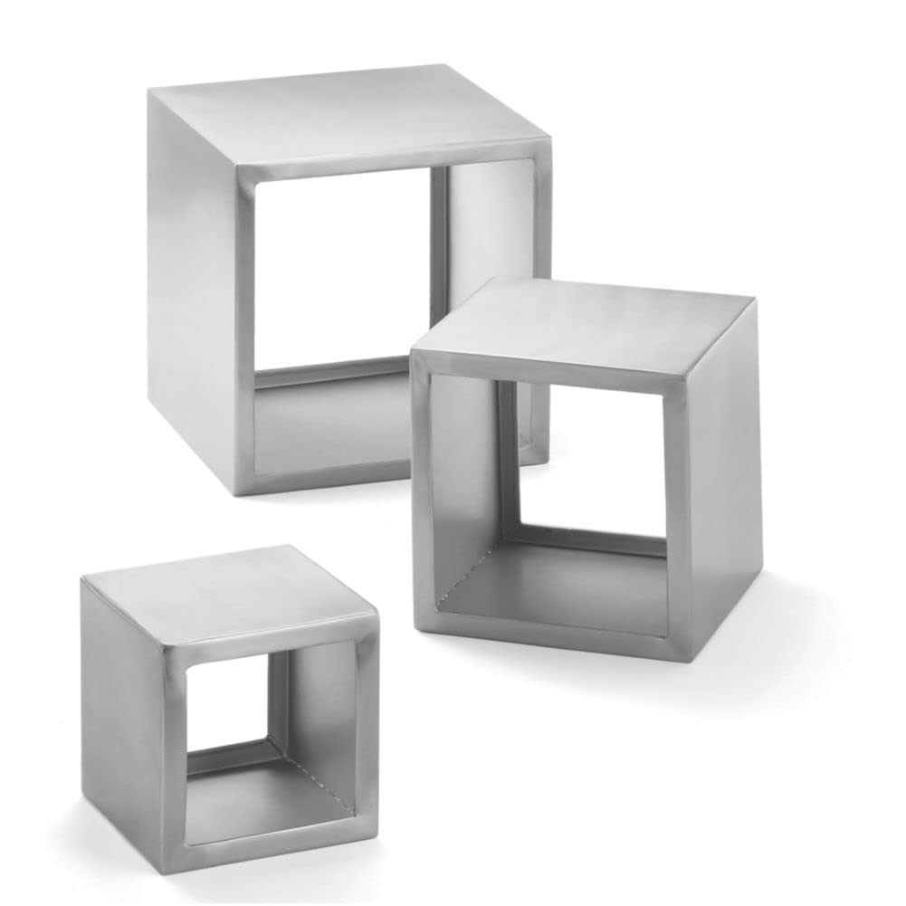 TableCraft RS3 Barclay Riser Set - 3-Piece Brushed Stainless Steel Display Stands (5