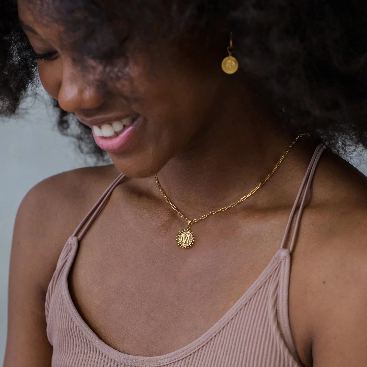 Personalized 14K Gold Plated Initial Necklace for Women - Dainty Paperclip Link Chain Layering Necklace, Easter Basket Stuffers & Gift Ideas for Her | Perfect for Everyday Wear, Layering, and Special Occasions