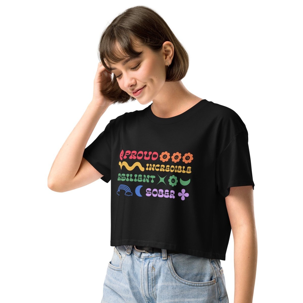 Rainbow Resilience Crop Top - Proud & Sober Pride Month LGBTQ+ Apparel for Women | Festival, Party & Everyday Wear