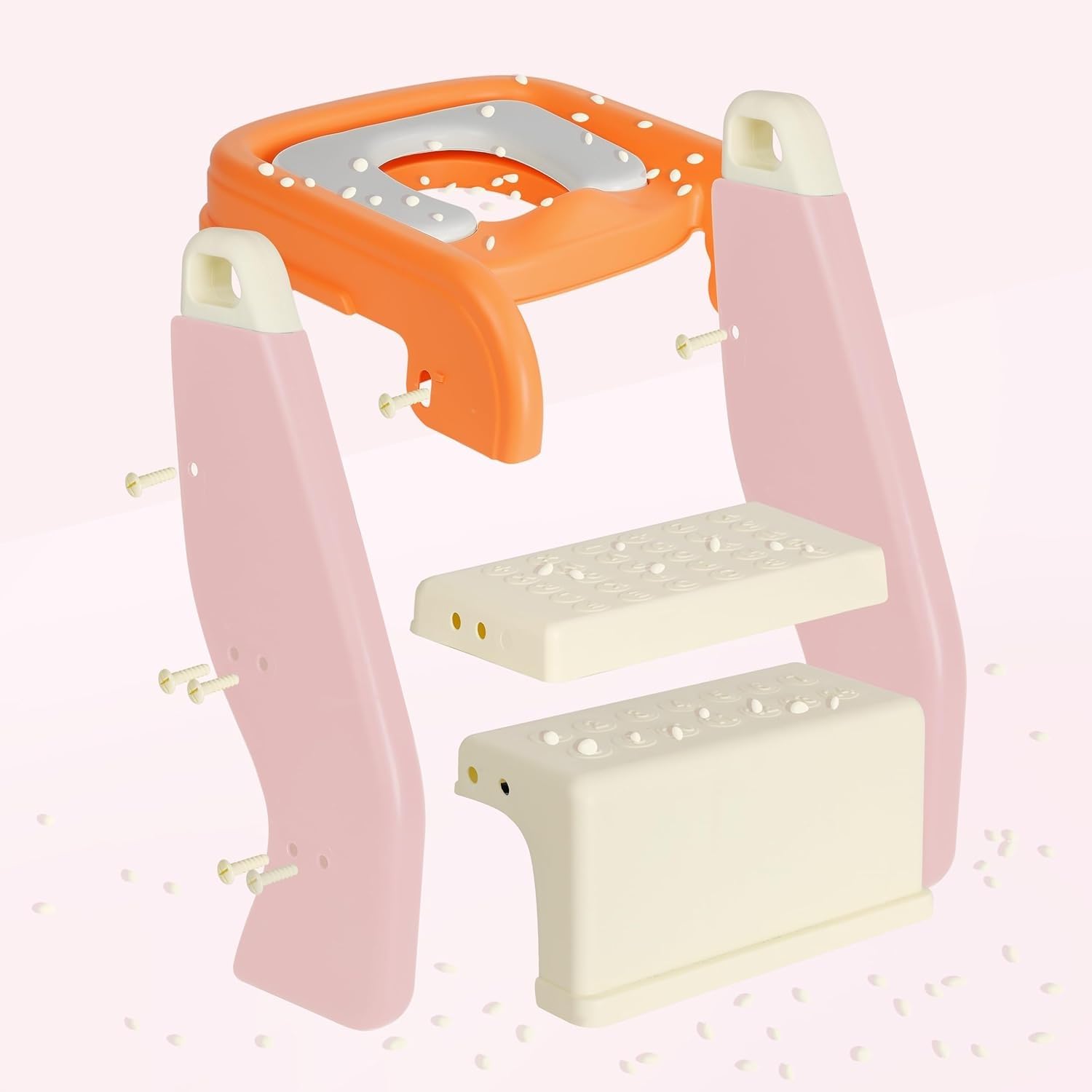 Foldable Potty Training Seat with Adjustable Height & Non-Slip Step Stool - Portable Toilet Trainer for Toddlers Ages 1-10 - Perfect for Home, Travel & Daycare Use