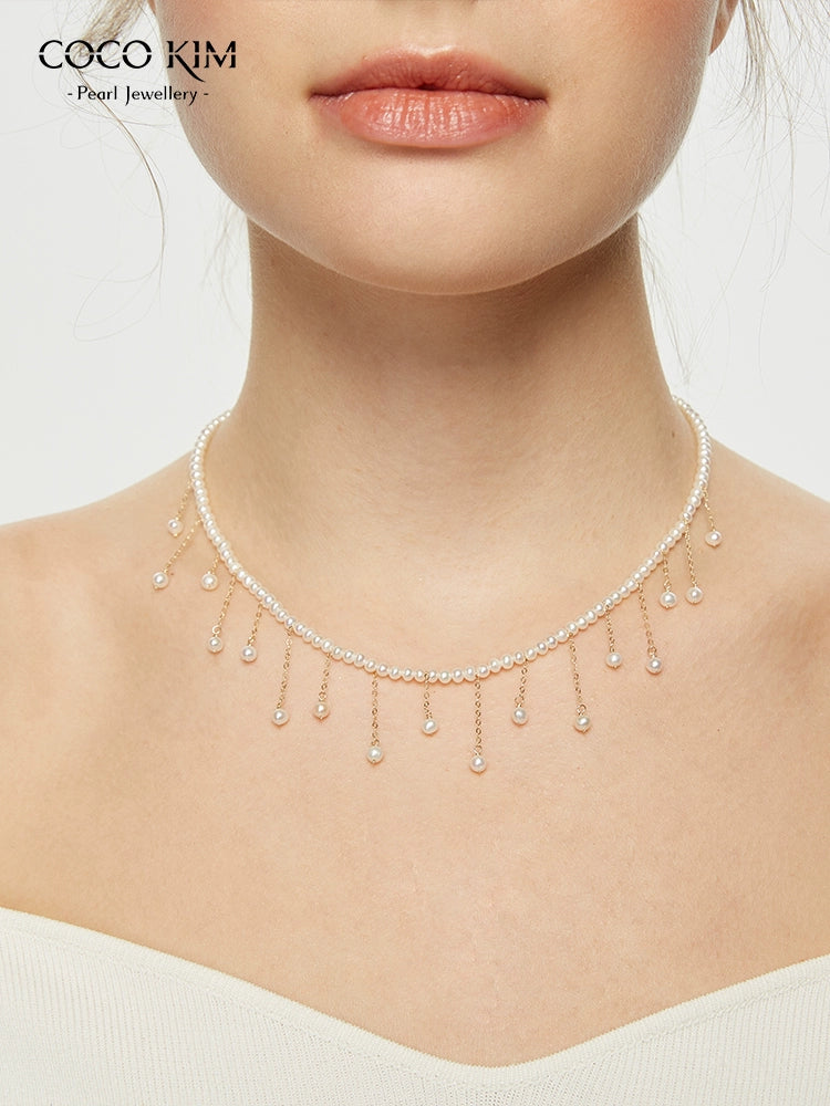 COCOKIM Embellished Half Circle Raindrop Choker Necklace for Women - Elegant Layered Crystal Pendant Jewelry for Party, Wedding & Evening Wear