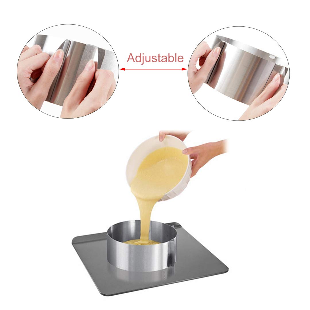 Adjustable Cake Mold Mousse Ring & Cake Collar Set - Heavy Duty 6-12 Inch Round Baking Ring for Cheesecake, Mousse, and Layered Desserts - Includes Acetate Roll for Professional Cake Decorating at Home