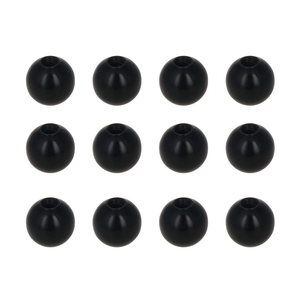 12Pcs Black Bakelite Ball Knob Handles - M5 Female Thread, 20mm Diameter, Smooth Rim - Durable Thermoset for Lawn Mowers, Exercise Equipment, Valves & Machinery - Perfect for DIY Projects & Industrial Applications