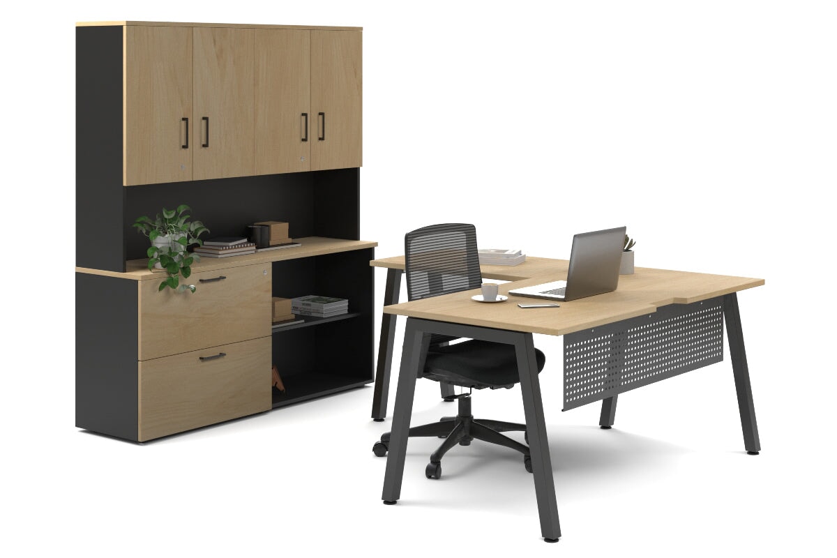 Quadro A Legs L-Shaped Executive Desk with Black Legs [1600L x 1700W] - Perfect for Home Office, Workspace & Modern Office Setup