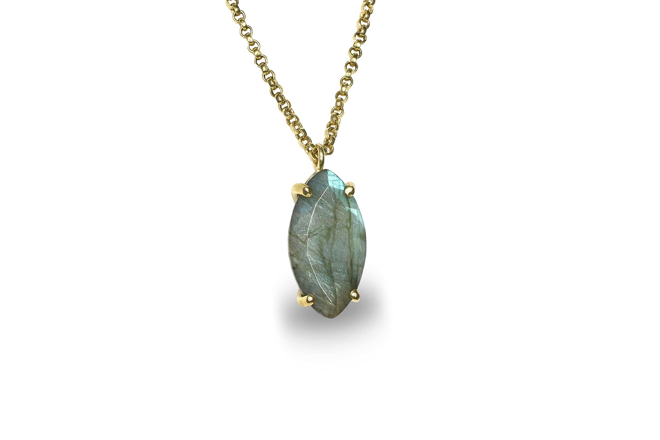 Handcrafted Marquise Labradorite Necklace - Natural Gemstone Statement Jewelry for Women | Elegant Long Pendant Boho Necklace | Perfect for Weddings, Parties & Everyday Wear