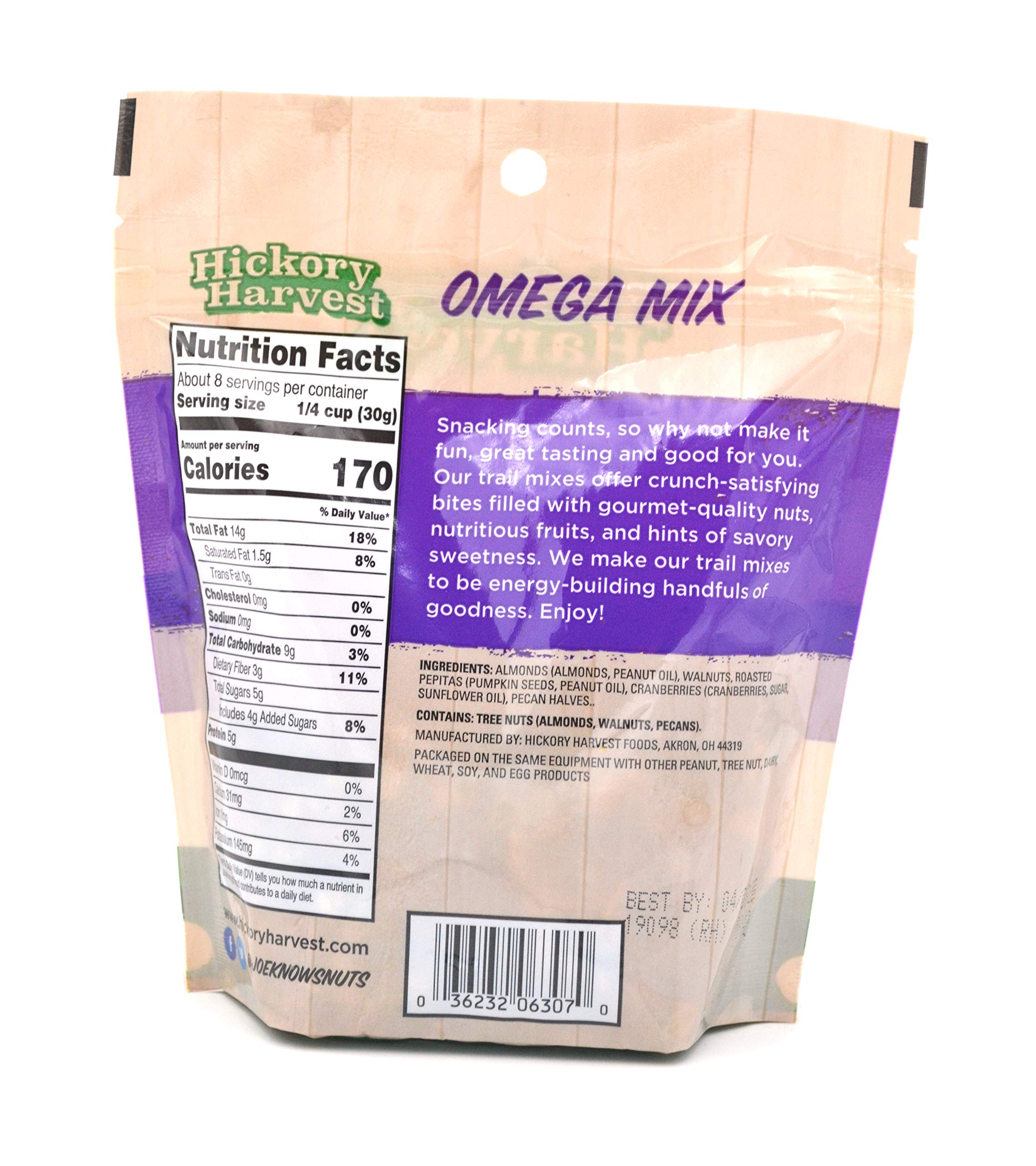 Omega Mix Snack Bags - Healthy Roasted Nuts, Seeds & Dried Fruit Trail Mix with Unique Flavors - Perfect for Hiking, Office Snacks & On-the-Go Nutrition - 1 Pack