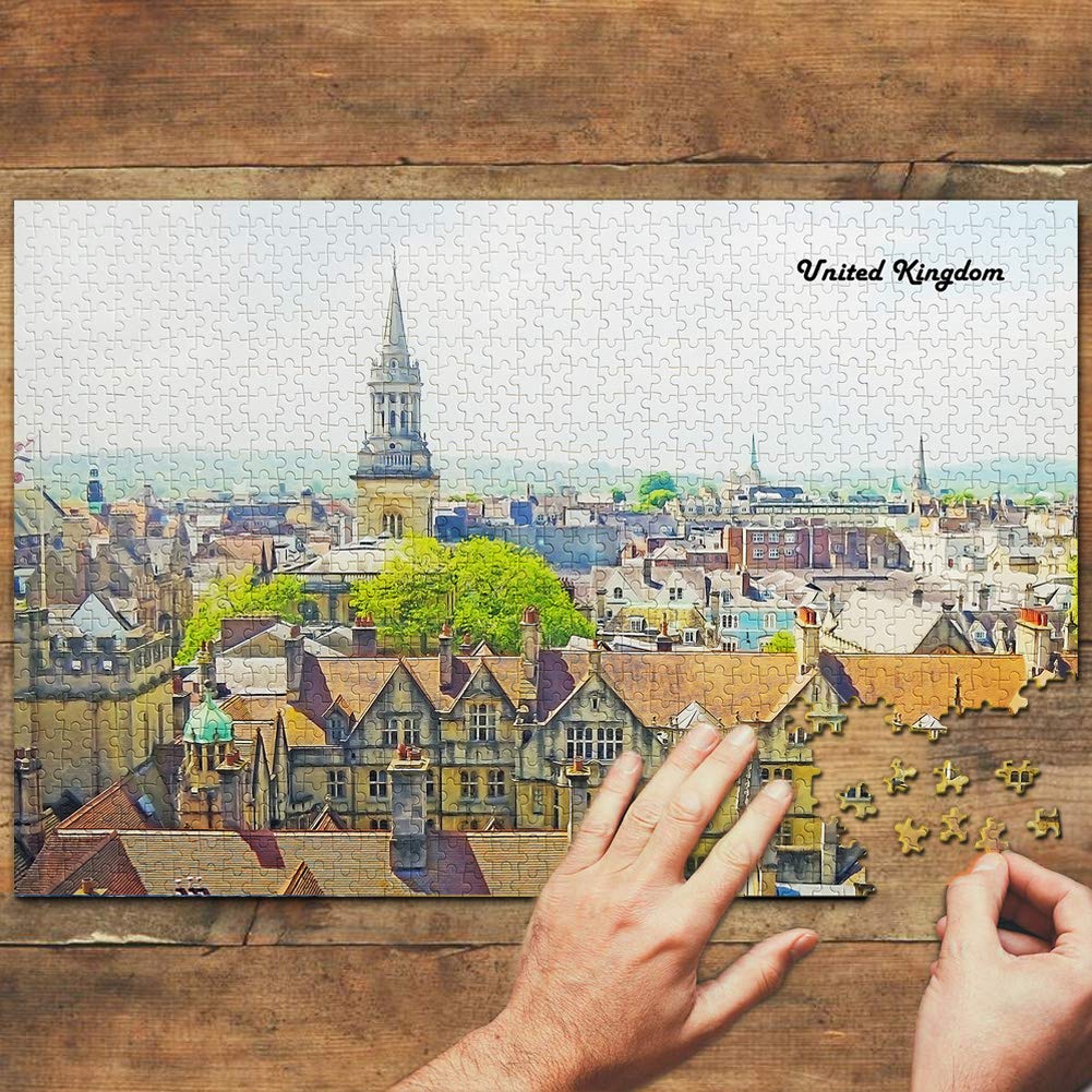 1000-Piece United Kingdom Jigsaw Puzzle - Oxford England Landmark Wooden Travel Souvenir for Adults & Teens | Home Decor, Gift Idea, Family Game Night Activity