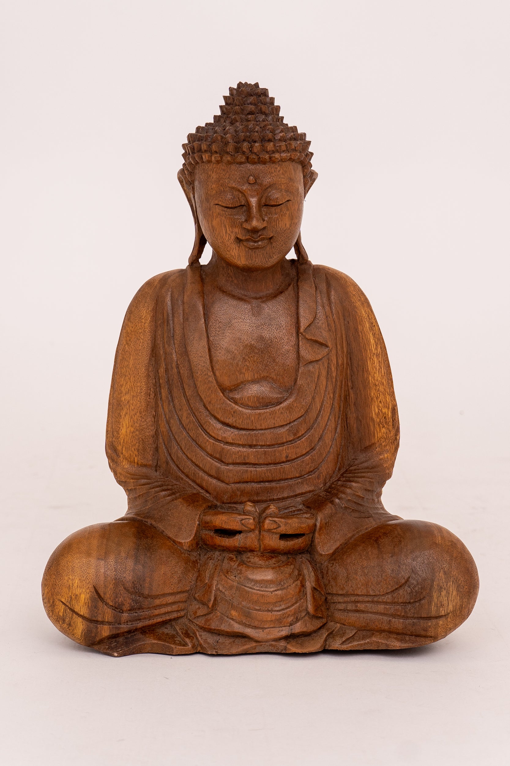Hand Carved Wooden Buddha Statue - 40cm Tall Meditation Buddha Sculpture for Home Decor, Yoga Studio & Zen Garden