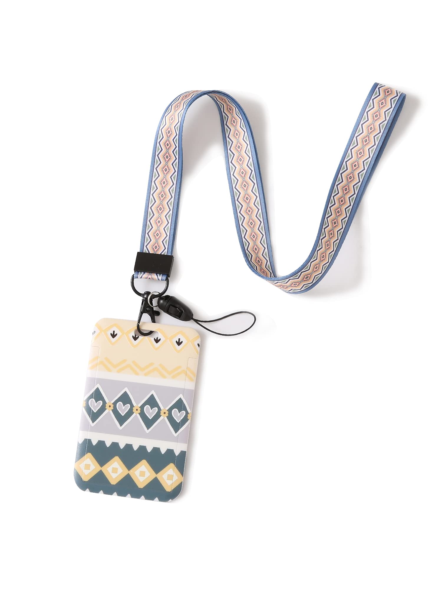 Durable Hard Plastic ID Badge Holder with Adjustable Lanyard - Fashion Diamond Design for Work, School & Events - Perfect for ID Cards, Badges & Keys (Office, Conference, Security, Hospital)
