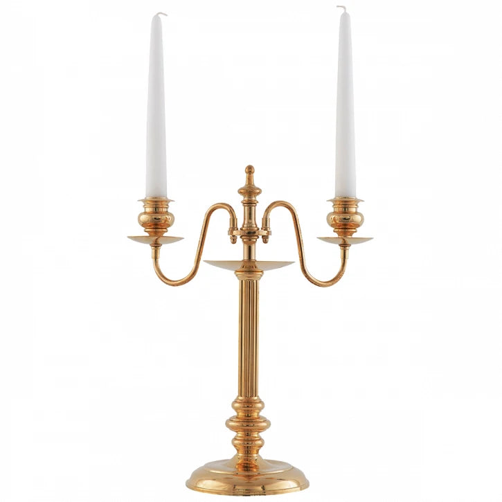 2 Armad Brass Candle Holders - Elegant Vintage Candle Sticks for Home Decor, Wedding Centerpieces & Romantic Dinner Table Settings