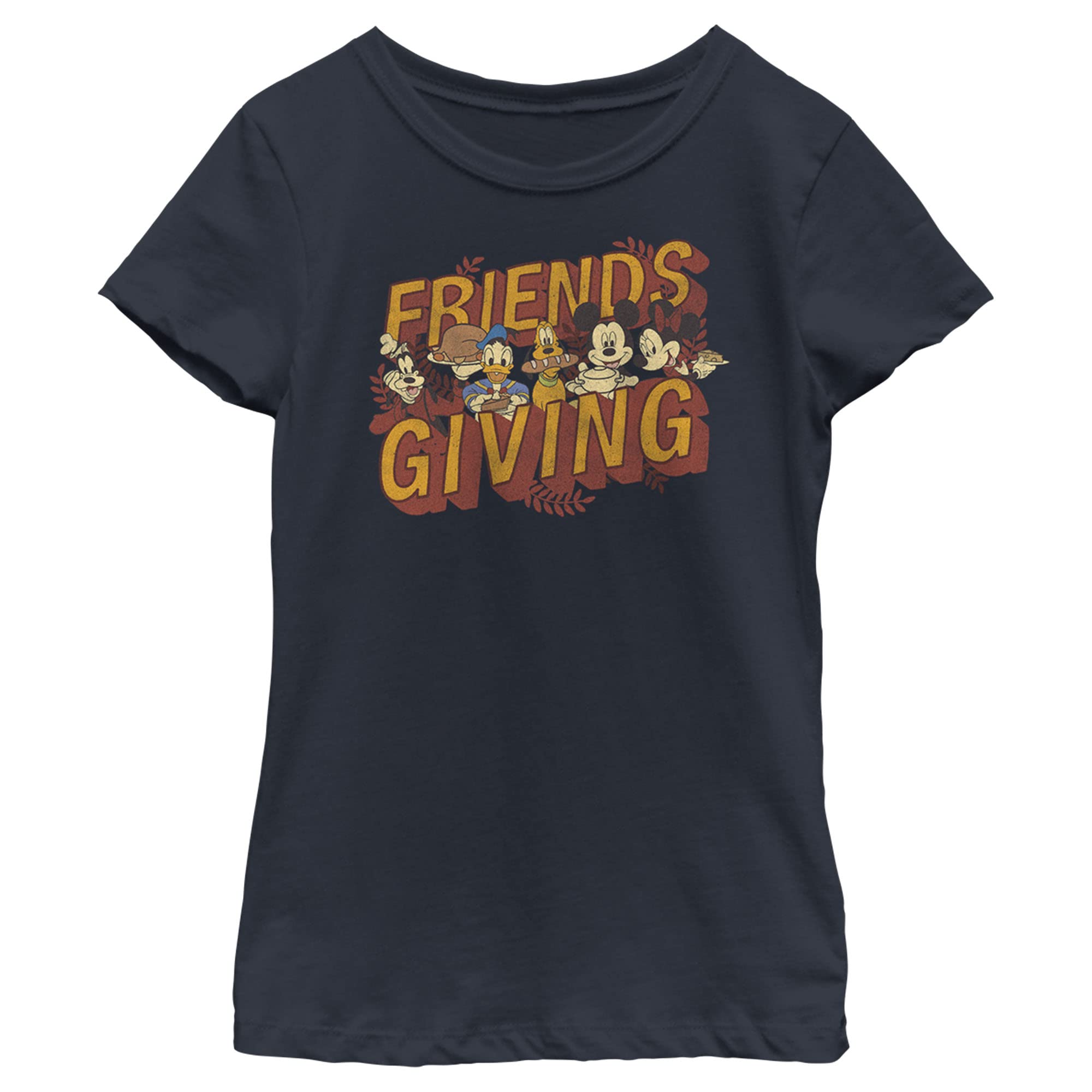 Disney Mickey Mouse Classic Friends Thanksgiving Turkey Day Girls T-Shirt - Cute Holiday Outfit for Family Gatherings & Festive Celebrations