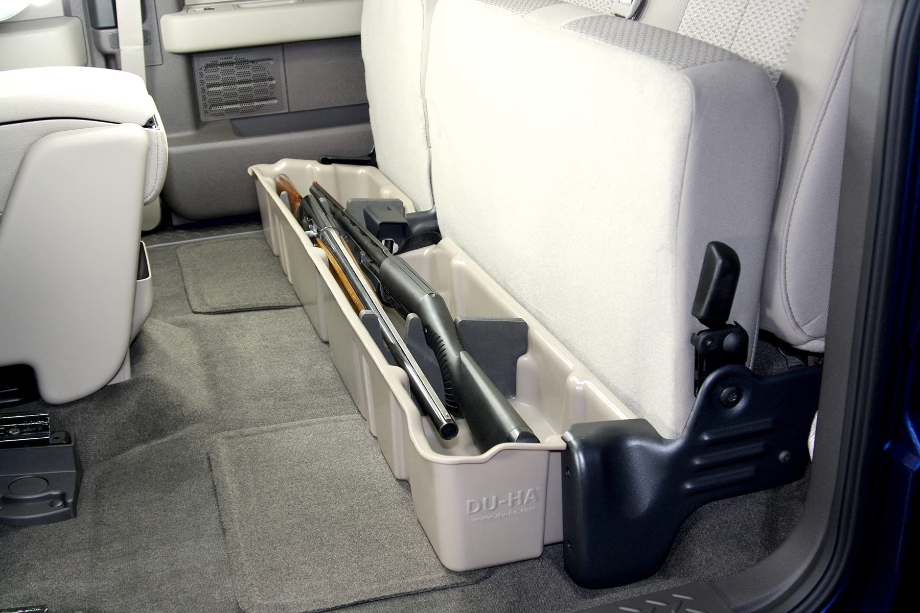 DU-HA Under Seat Storage Organizer for 2009-2014 Ford F150 SuperCab - Heavy Duty Backseat Gun Case, Tool Box & Truck Accessories | Low Profile Design with 2-Piece Gun Rack Dividers | Perfect for Hunting Gear, Work Tools & Vehicle Organization (Model 20071)