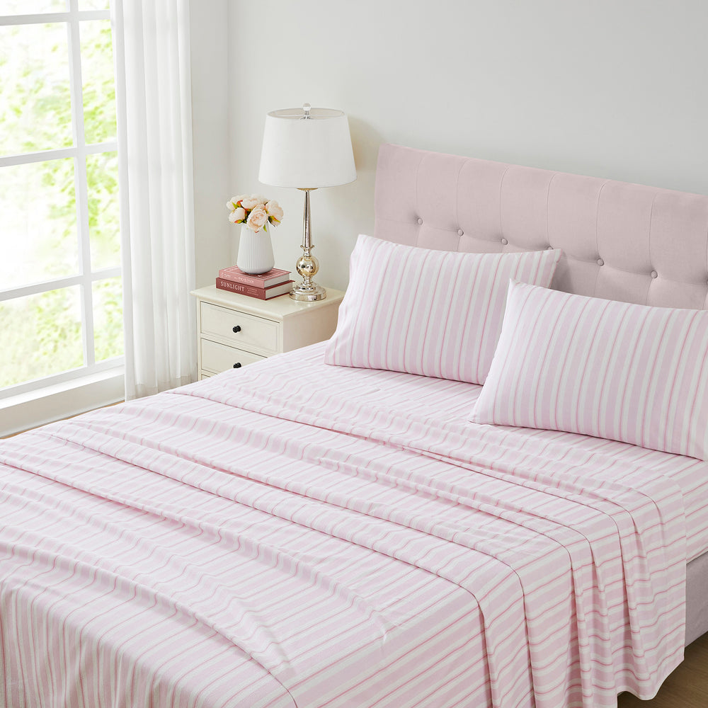 Brampton Blush Pink Flannel Sheet Set - King Size Bedding | Soft & Cozy for Winter Nights, Luxury Hotel-Style Comfort for Your Bedroom
