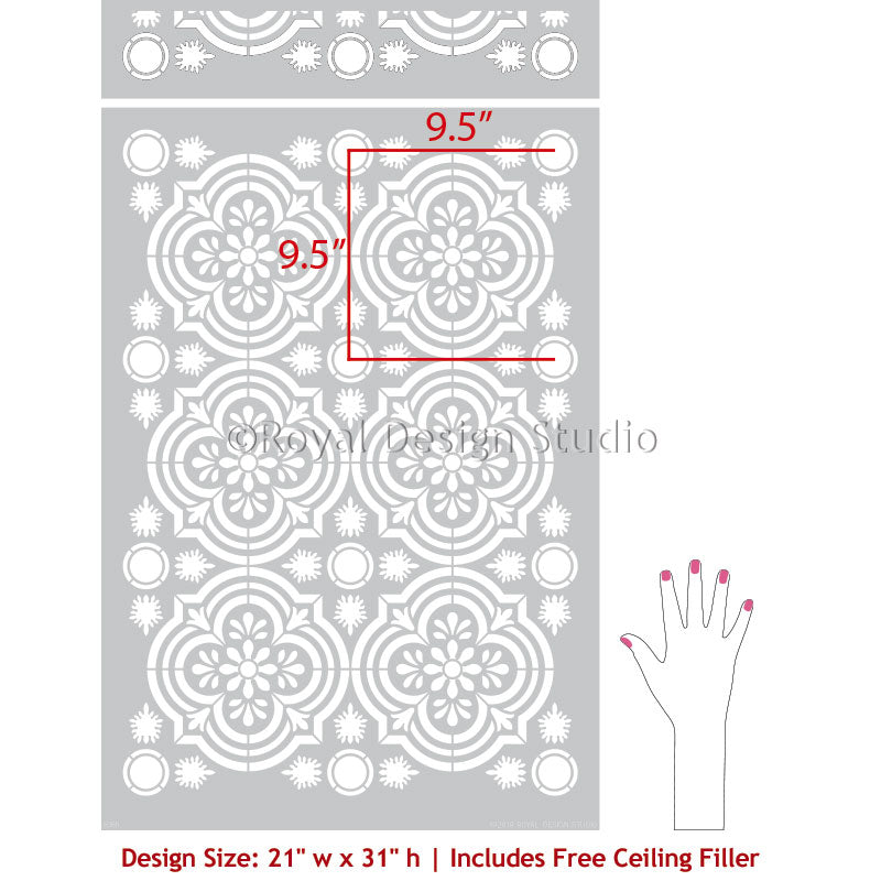 Havana Tile Allover Stencil - DIY Wall Stenciling Kit for Moroccan-Inspired Home Decor, Bathroom & Kitchen Backsplash, Furniture Upcycling - Perfect for Boho, Mediterranean & Vintage Interior Design Styles