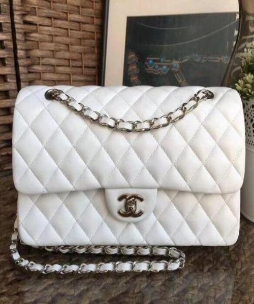 Chanel Classic Medium Flap Bag in White | Luxury Designer Handbag for Women | Perfect for Work, Evening Events & Everyday Use