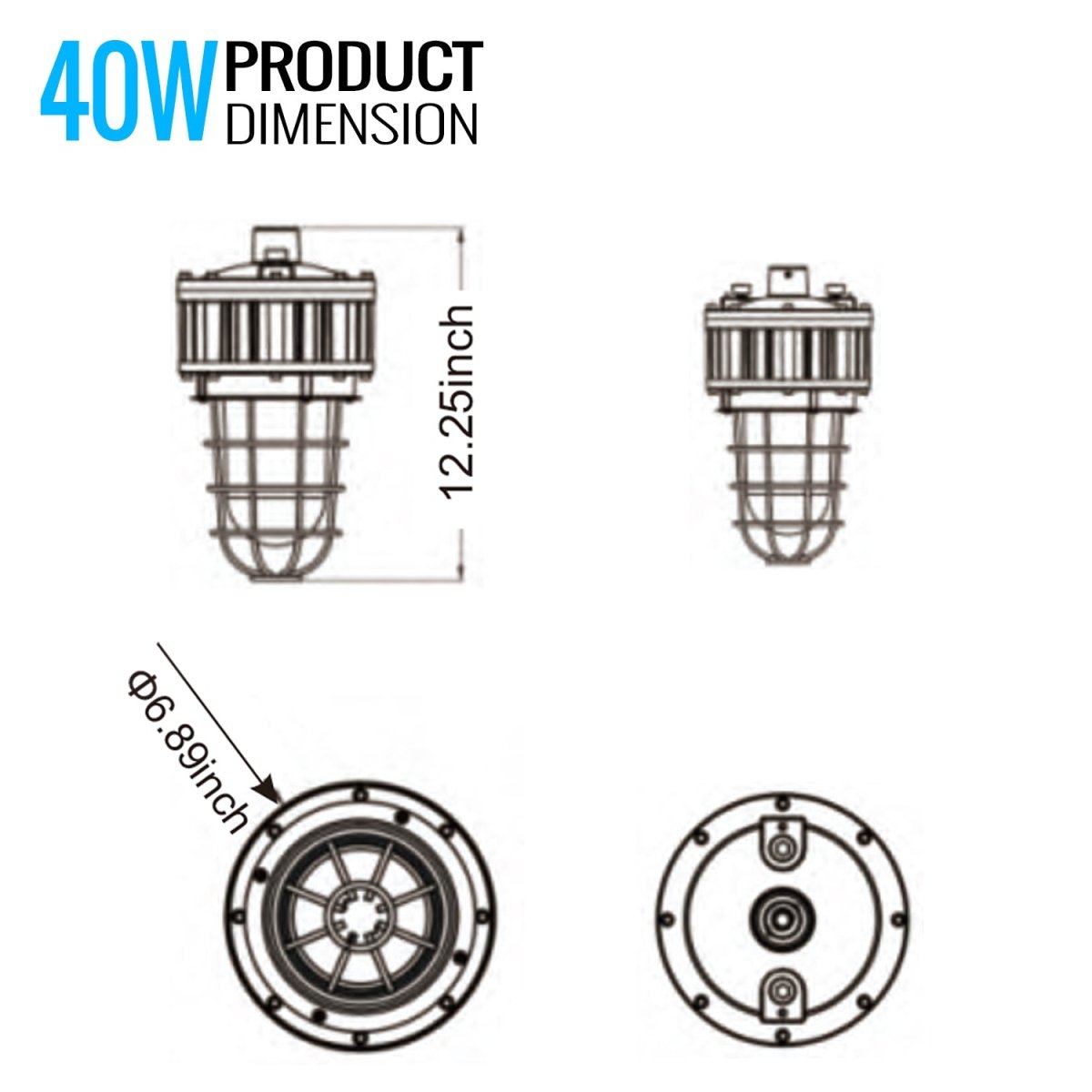 40W LED Explosion Proof Jelly Jar Light - G Series Non-Dimmable 5000K Daylight (5400LM) - 100-277V AC IP66 Rated - Hazardous Location Lighting for Oil Rigs, Chemical Plants & Industrial Facilities