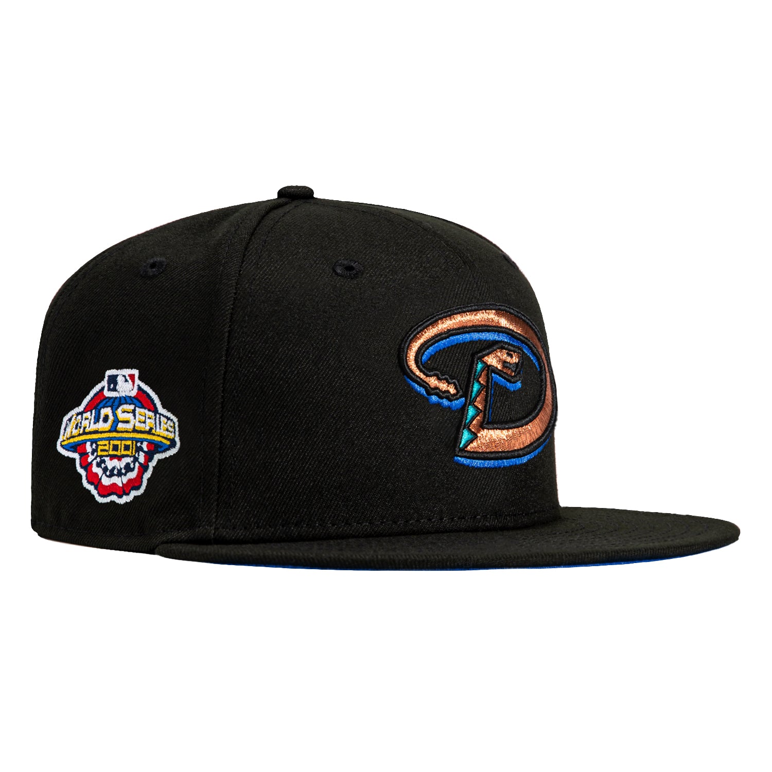 New Era 59Fifty Arizona Diamondbacks 2001 World Series Patch Snapback Hat - Black & Royal Blue - Official MLB Baseball Cap for Men & Women - Perfect for Games, Collecting & Streetwear Fashion