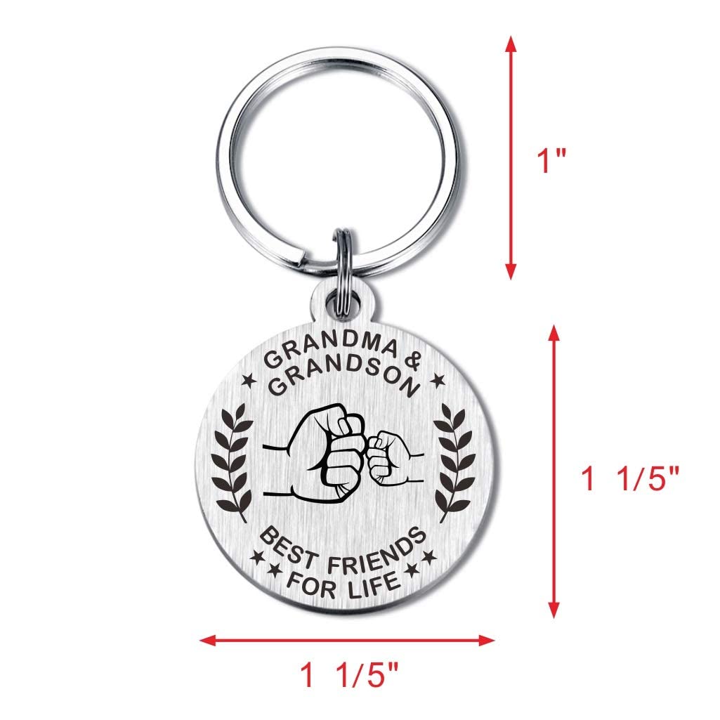 Personalized Grandma Keychain - Engraved Gift for Grandmother, Grandson & Granddaughter | Perfect for Birthdays, Mother's Day & Family Keepsakes