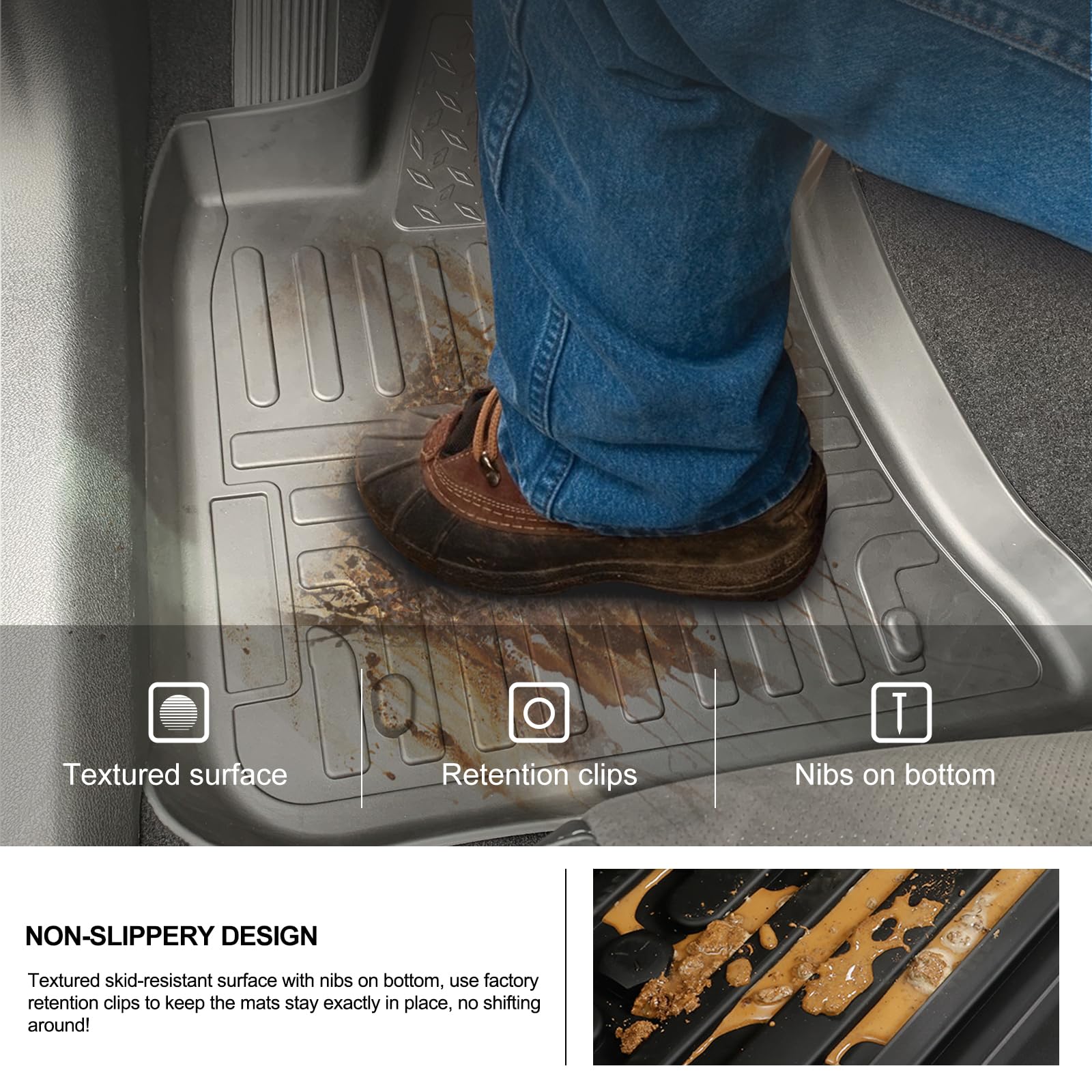 KIWI MASTER Custom Fit All-Weather Floor Mats for 2011-2023 Dodge Charger RWD & Chrysler 300 RWD - TPE Slush Liners Set (Front & Rear, 2 Rows, Black) - Perfect for Winter Snow, Mud, and Everyday Protection
