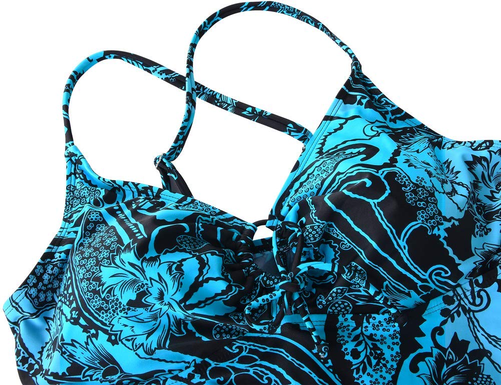 Firpearl Women's Modest Flowy Crossback Tankini Swimsuits - Plus Size Bathing Suit Top for Beach, Pool & Vacation | Comfortable & Stylish Swimwear
