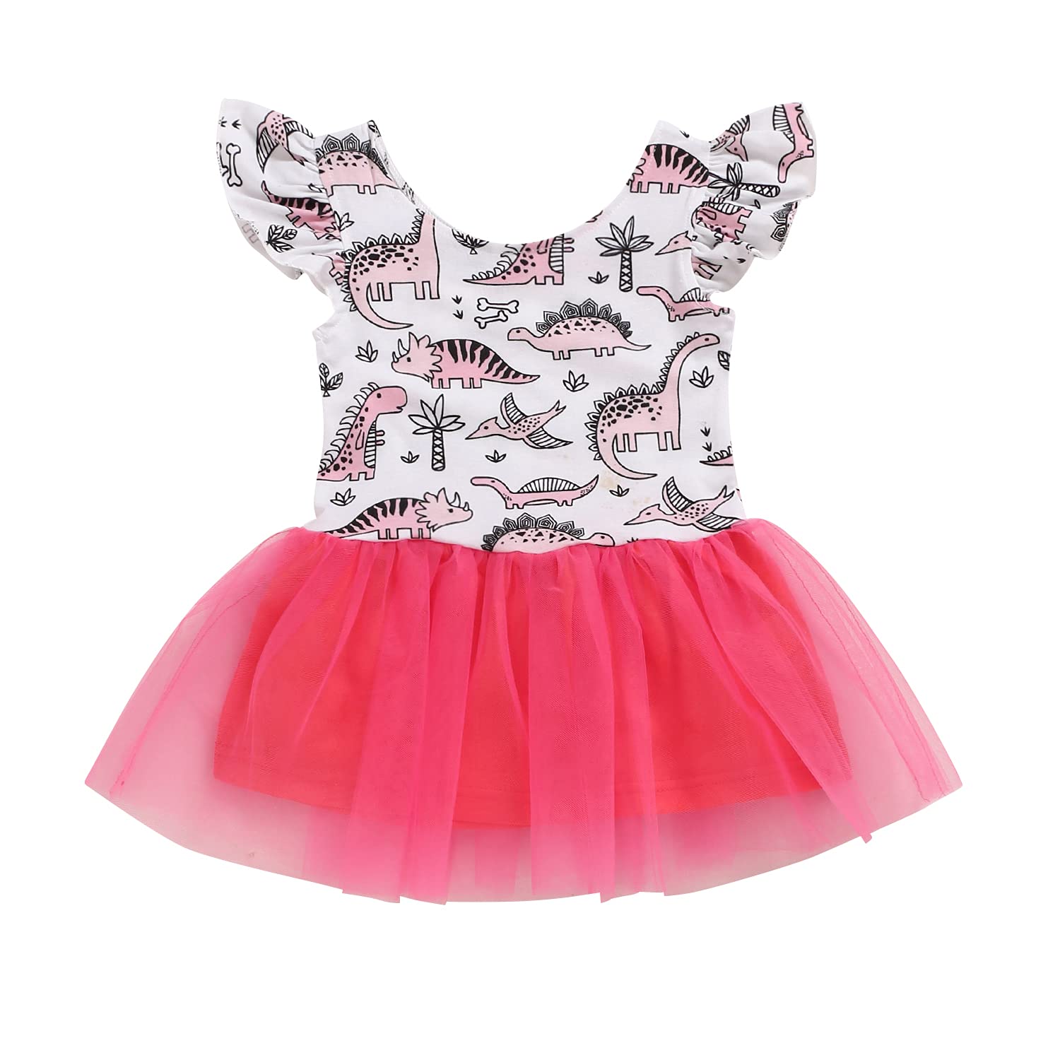 LYSMuch Toddler Girls Dinosaur Print Dress - Cute Baby Girl Birthday Party Outfit, Summer Casual Play Dress for Toddlers - Perfect for Birthday Parties, Playdates & Outdoor Activities