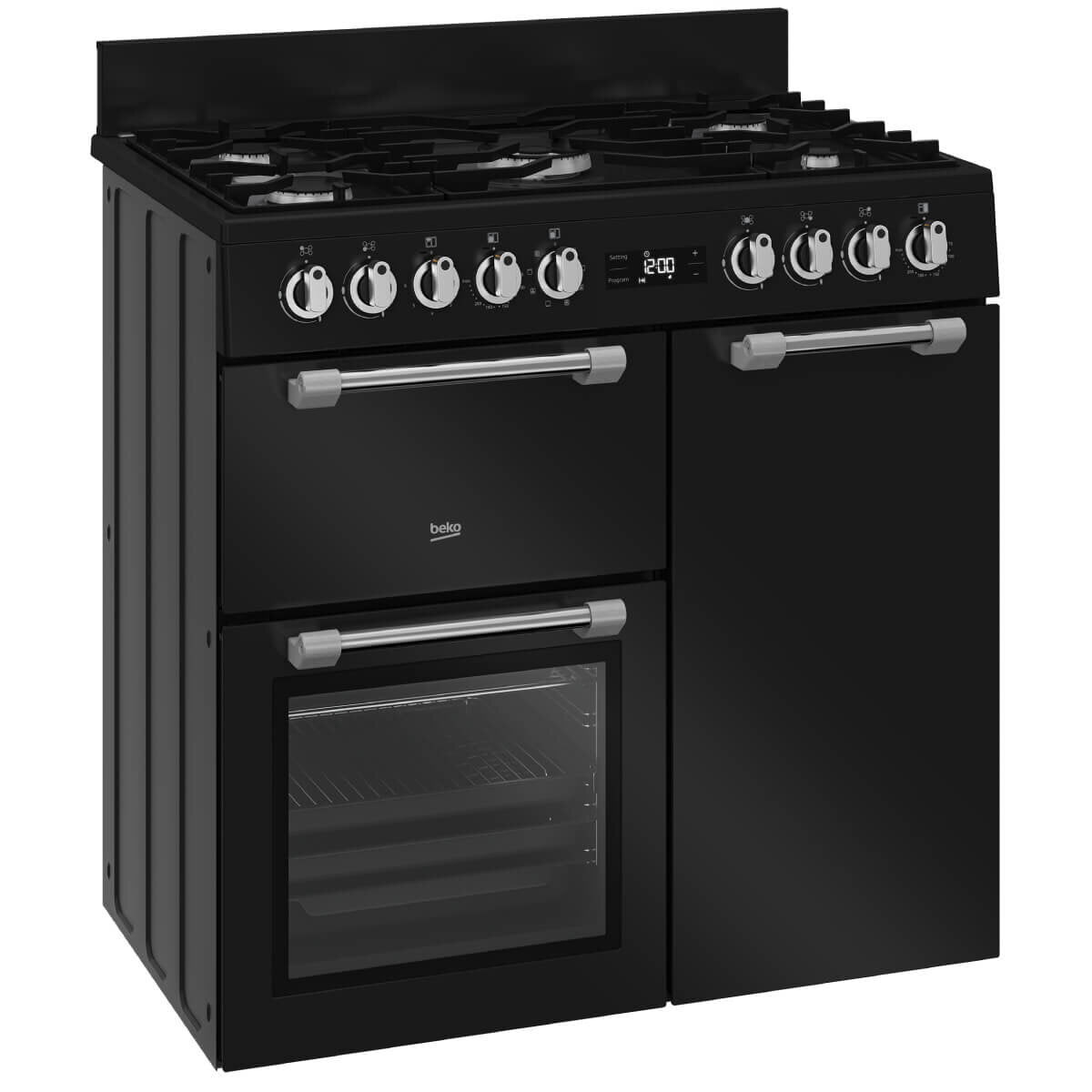 Beko 90cm Freestanding Dual Fuel Range Cooker - 5 Burner Gas Hob & Electric Oven, Anthracite (BRC916GMAN) | Perfect for Modern Kitchens, Baking & Family Cooking