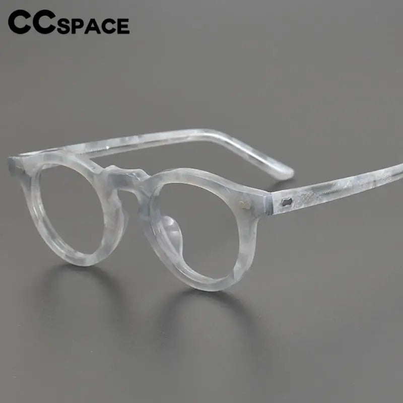CCspace Unisex Full Rim Round Acetate Eyeglasses 57331 - Stylish & Lightweight Frame for Men & Women - Perfect for Reading, Work & Fashion Accessories