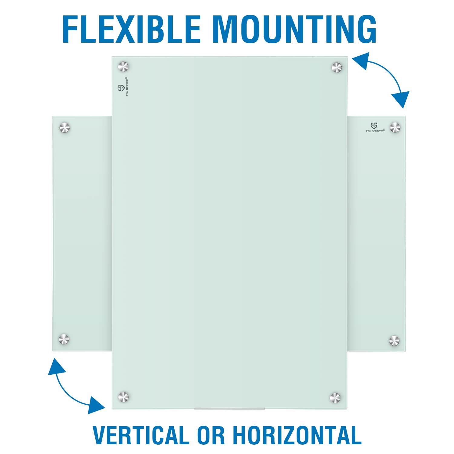 TSJ OFFICE 48x32 Inch Glass Dry-Erase Board - Magnetic Wall Mounted Whiteboard for Office, Home & School - Frameless Glass Writing Surface for Meetings, Presentations & Home Organization