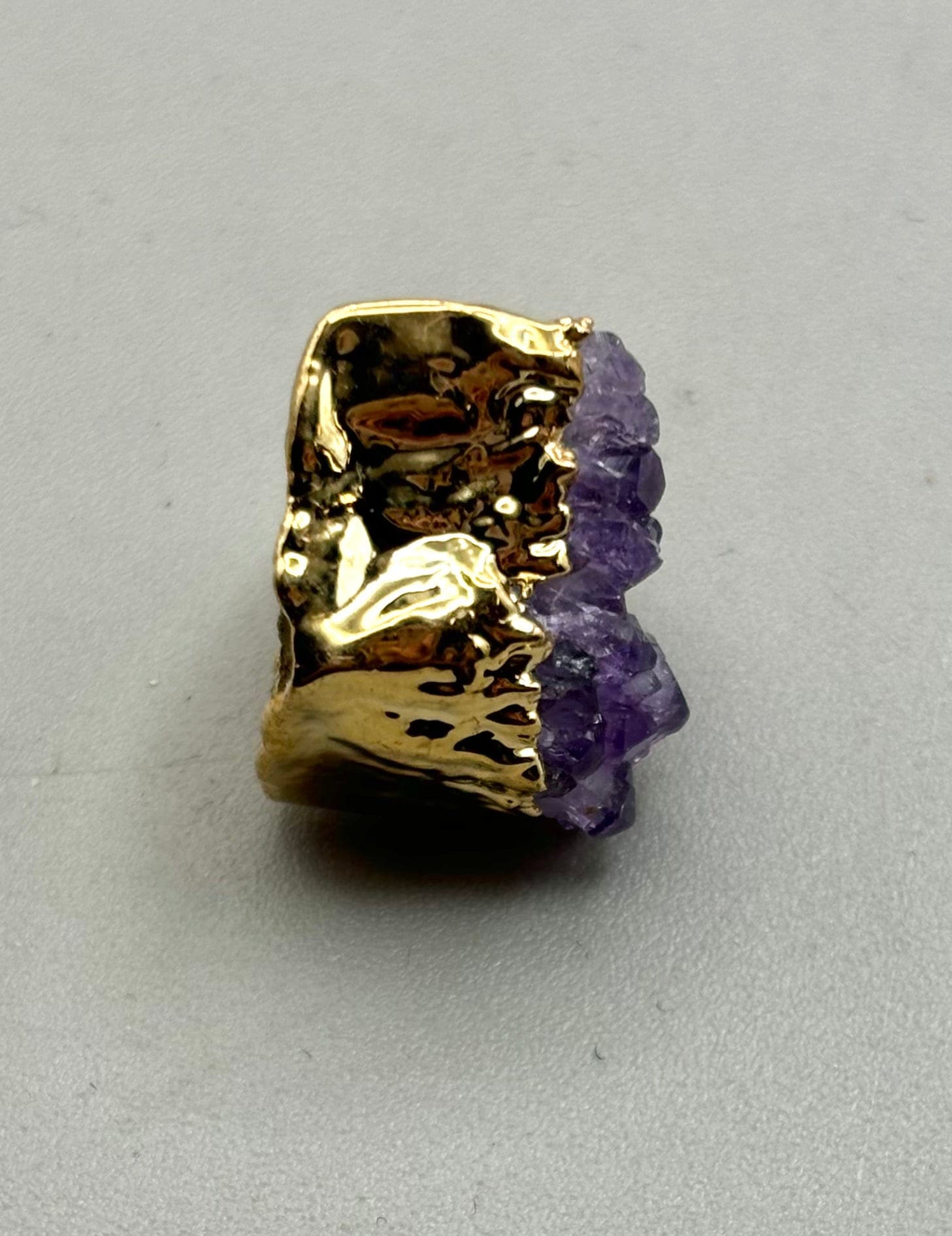Natural Amethyst Cluster Gold Foil Pendant Necklace - Healing Crystal Jewelry for Women, Spiritual Gift & Energy Protection | Perfect for Meditation, Yoga & Chakra Balancing