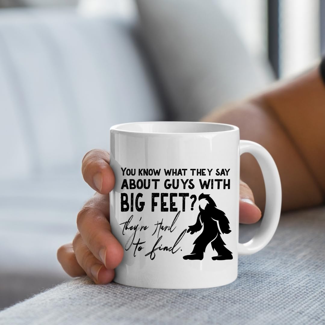 Funny Bigfoot Ceramic Coffee Mug - Large Feet Novelty Gift for Men & Women - Perfect for Valentines Day, Birthday, Christmas - Best Friend & Mom Gift Idea - Great for Office, Home Use & Camping Trips