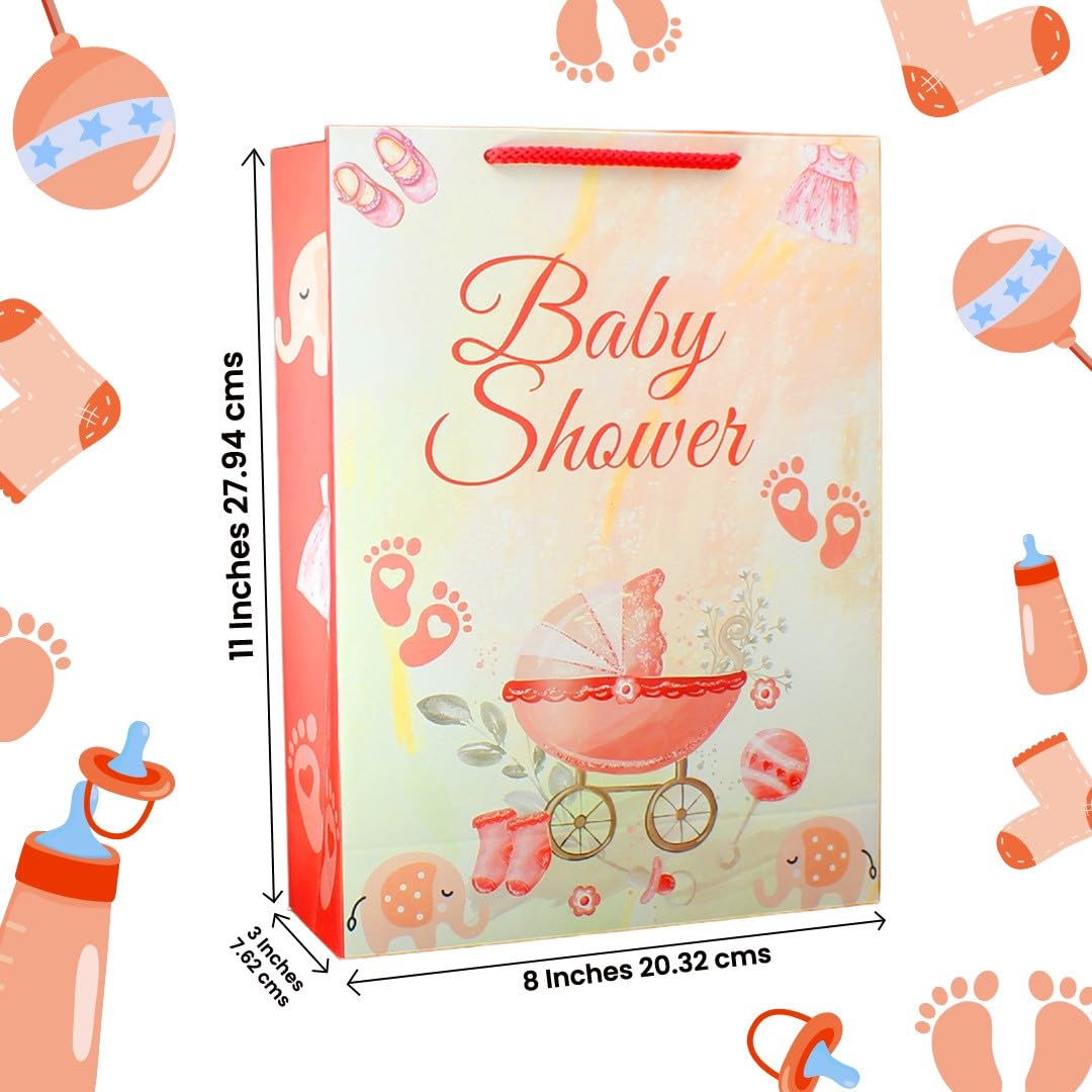 Elegant Maroon Baby Shower Gift Bags - 10 Pack Premium Paper Favor Bags for Weddings, Birthdays & Holidays (11x8x3 Inches) - Perfect for Party Favors, Bridal Showers & Special Occasions