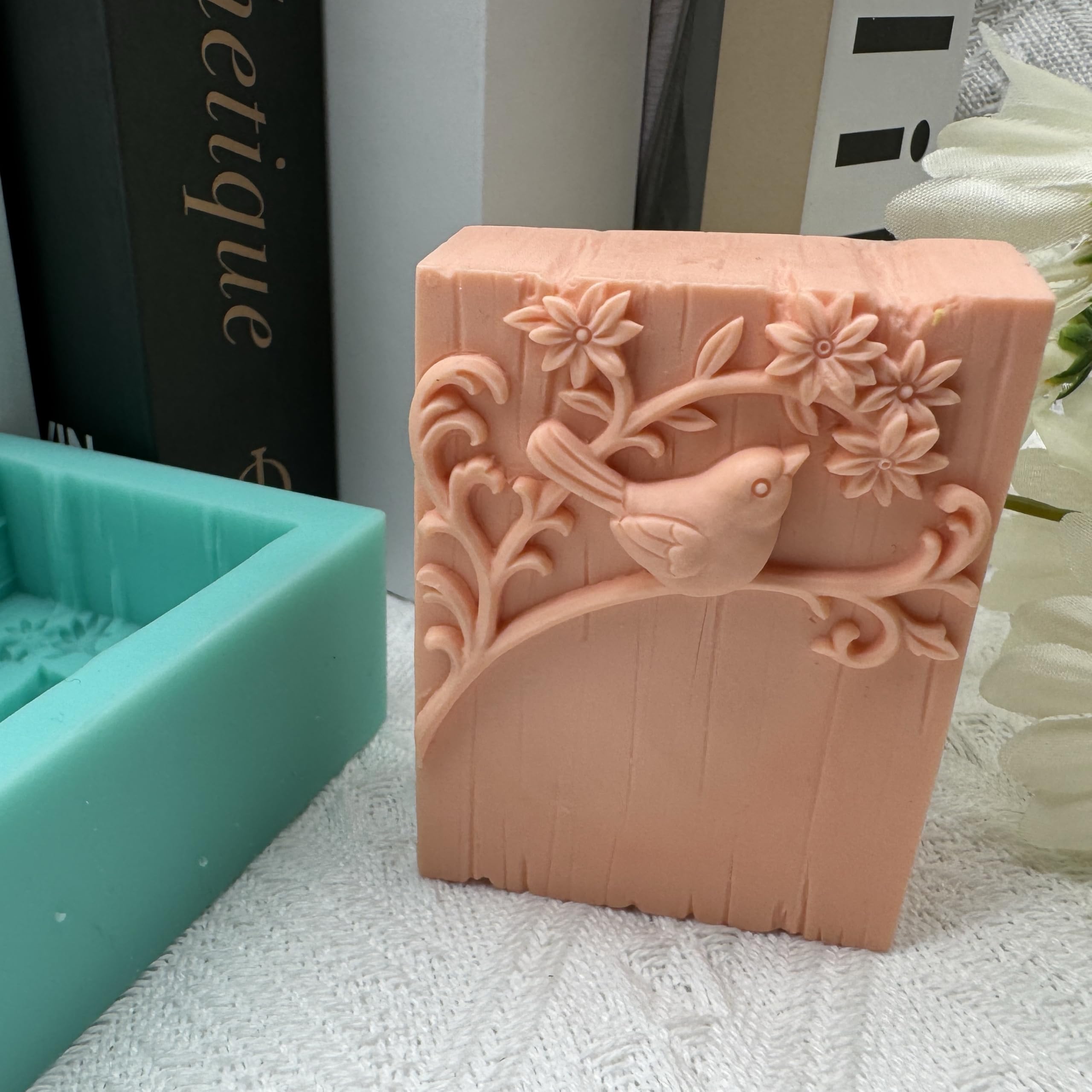 GreatMold 3D Bird Silicone Soap Mold Set - Rectangle Tree Design for DIY Soap Making, Candle Wax Melts & Cake Baking - Perfect for Handmade Crafts, Cold Process Soap & Home Decor Gifts