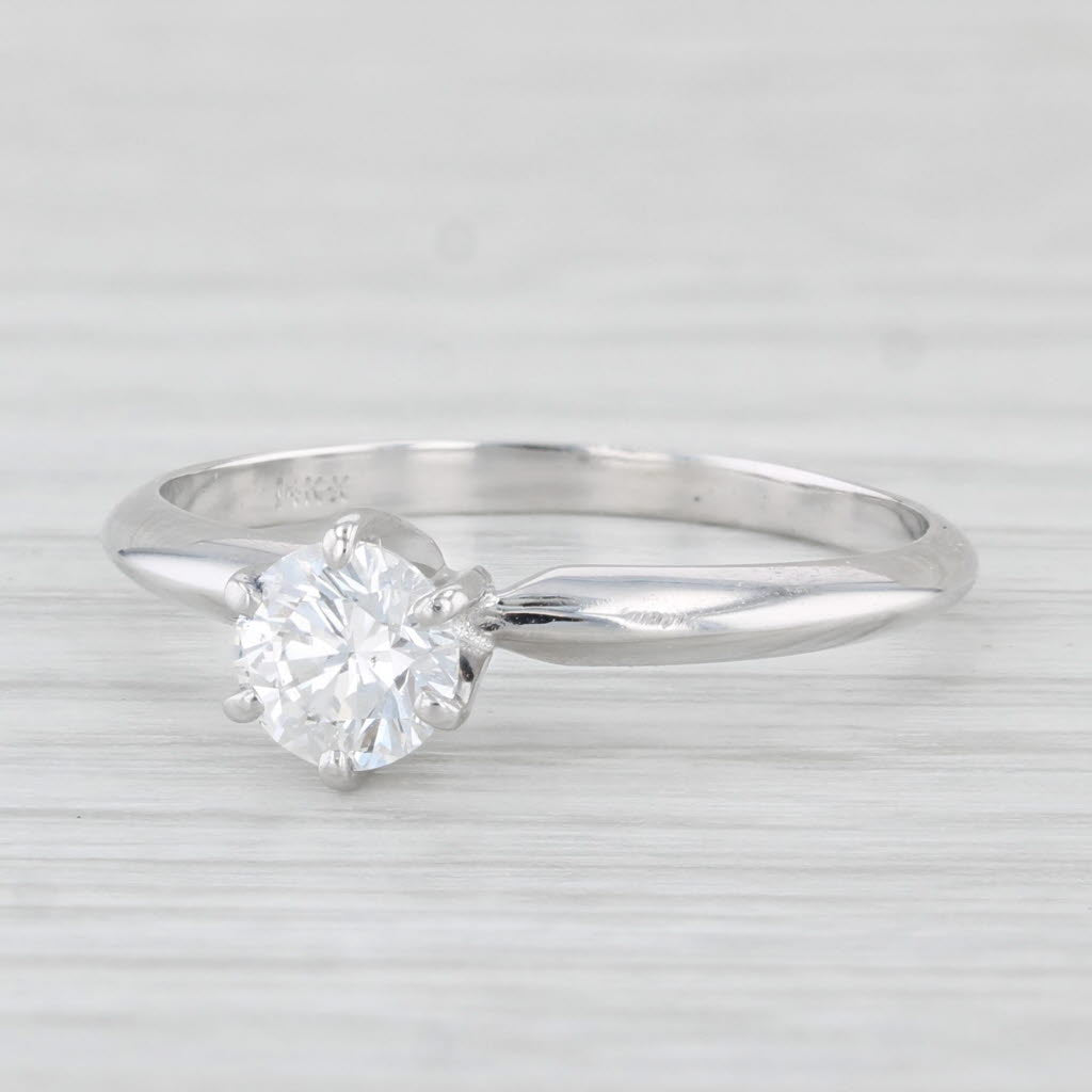 0.46ct Round Diamond Solitaire Engagement Ring 14k White Gold Size 7.25 - Perfect for Proposals, Anniversaries & Wedding Bands