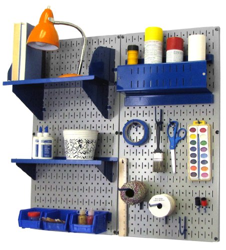 Gray Pegboard Blue Accessories