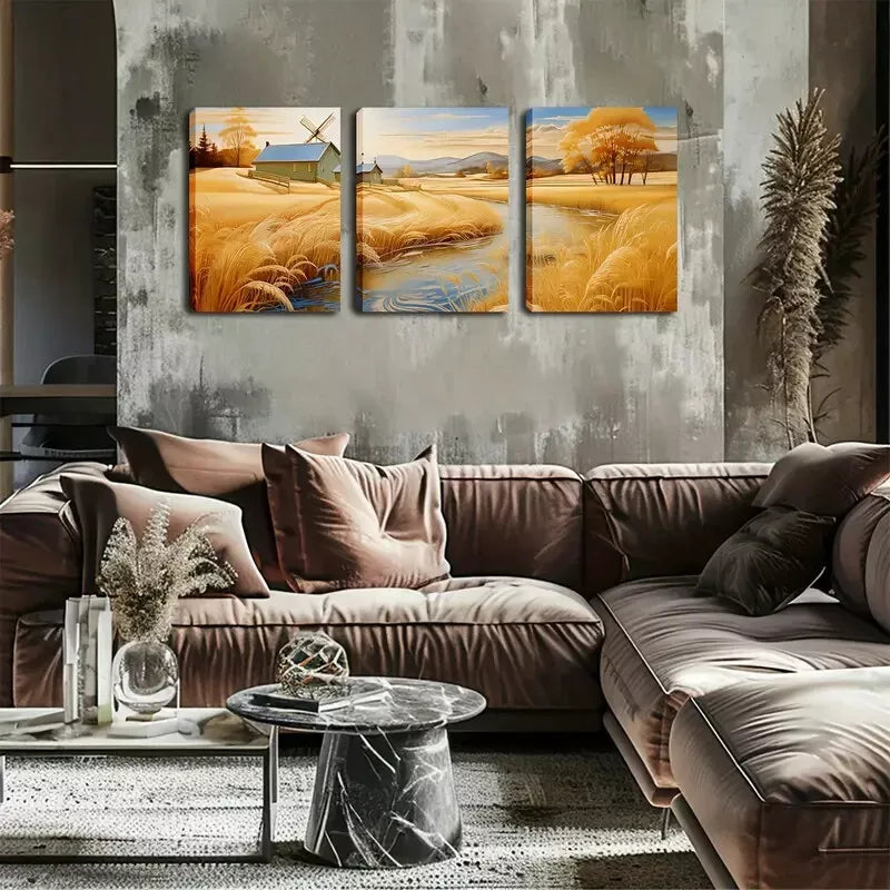 3-Piece Laid Back Country Scenery Wall Art Set - Framed Canvas 40x60cm (16x24in) - High Quality Print, 100% Australian Made, Ready to Hang - Perfect for Living Room, Bedroom & Office Decor