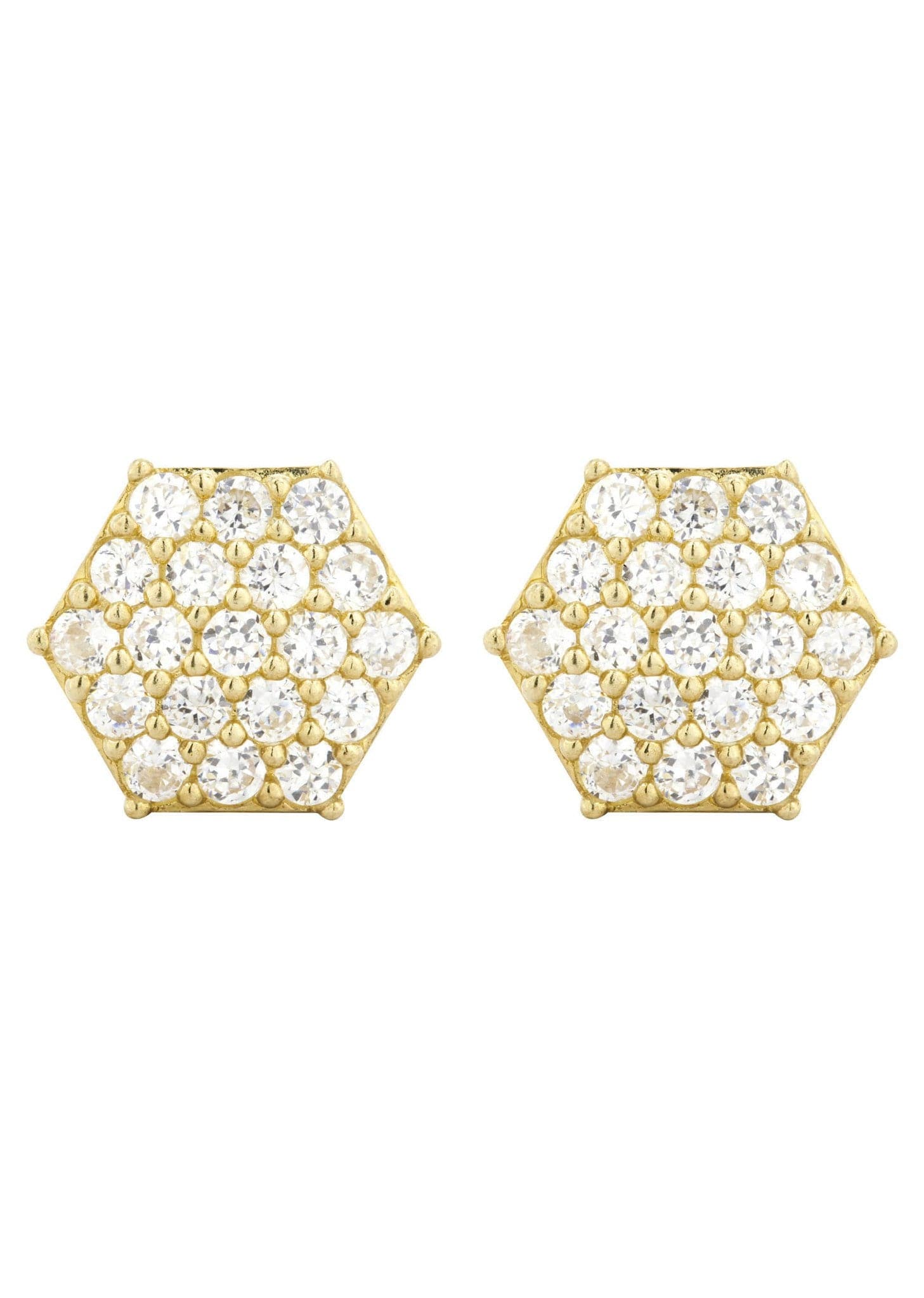 10K Yellow Gold CZ Stud Earrings - 0.5 Inch Round Cubic Zirconia Studs for Women | Perfect for Everyday Wear, Parties & Special Occasions