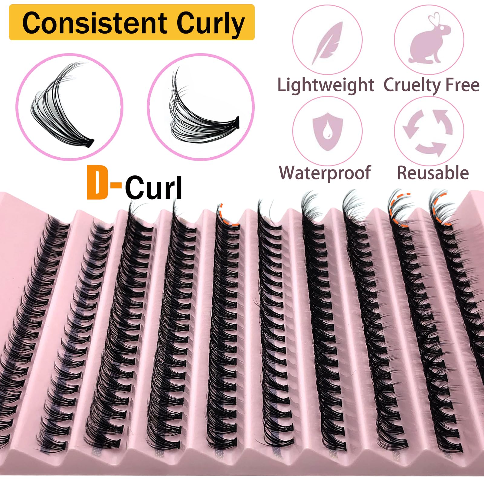 200 Pcs DIY Eyelash Extensions - D Curl Cluster Lashes 40P (8-18MM Mix) for Volume & Fluffy Look | Wispy Individual Lashes for Home Use | Natural & Glamorous Makeup | Perfect for Parties, Weddings & Daily Wear | by Kmilro