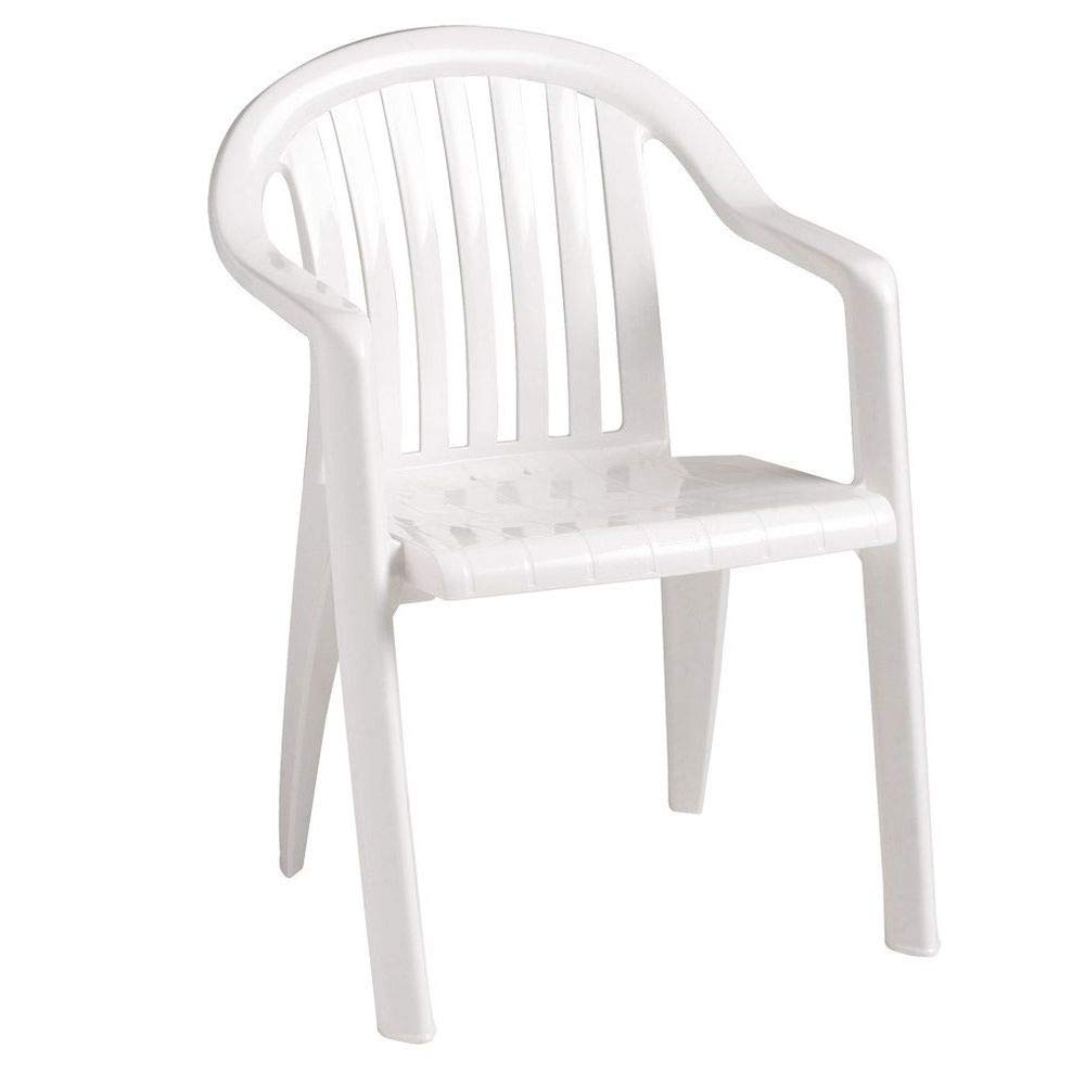 Grosfillex Resin Low-Back Stacking Outdoor Armchair - Set of 12, White - Durable Patio Chairs for Poolside, Garden, Restaurant & Commercial Use
