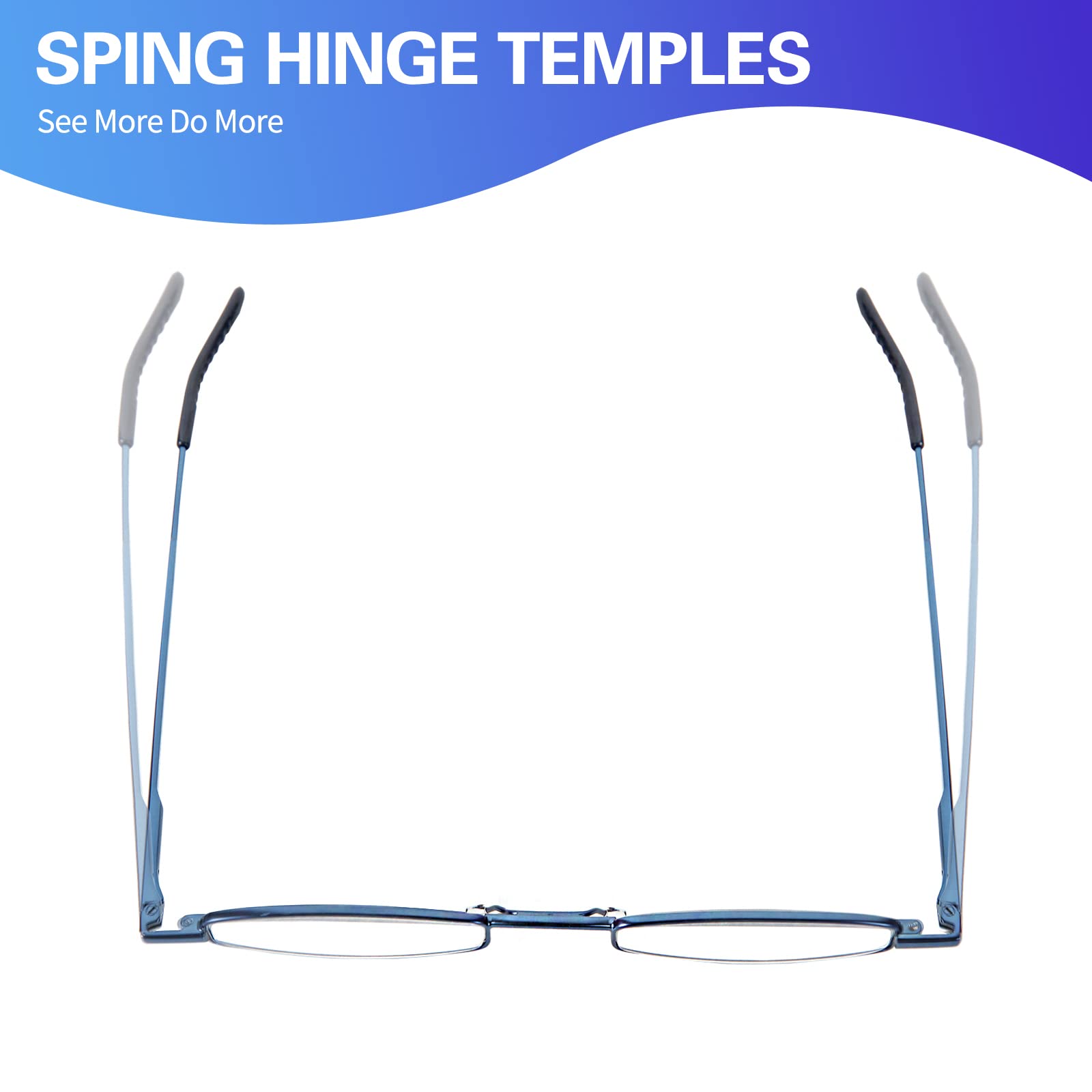 I-Mag Mini Slim Metal Spring Hinge Reading Glasses with Slide Open Hard Case - Blue +1.50 Magnification for Men & Women - Lightweight Eyewear for Reading, Office Work & Travel