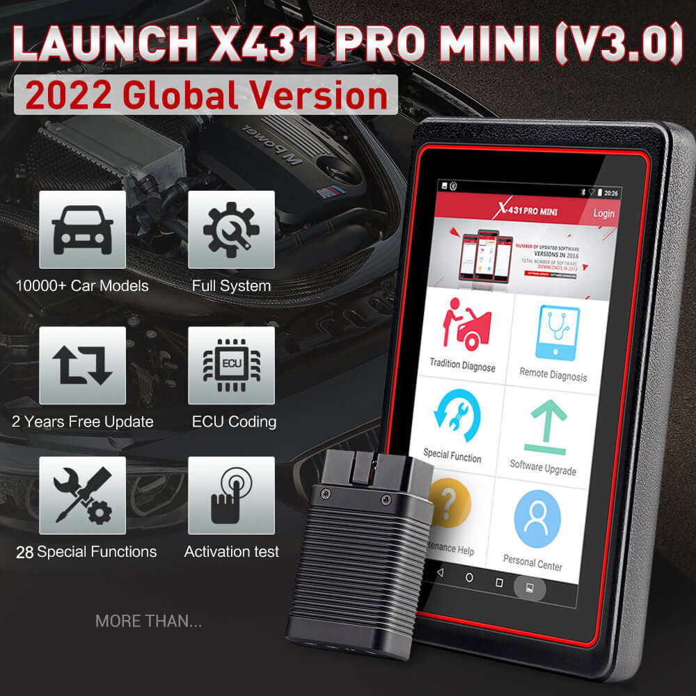 LAUNCH X431 Pro Mini V3.0 OBD2 Scanner - Advanced ECU Coding & Bidirectional Scan Tool for Car Diagnostics - Perfect for Mechanics & DIY Auto Repair