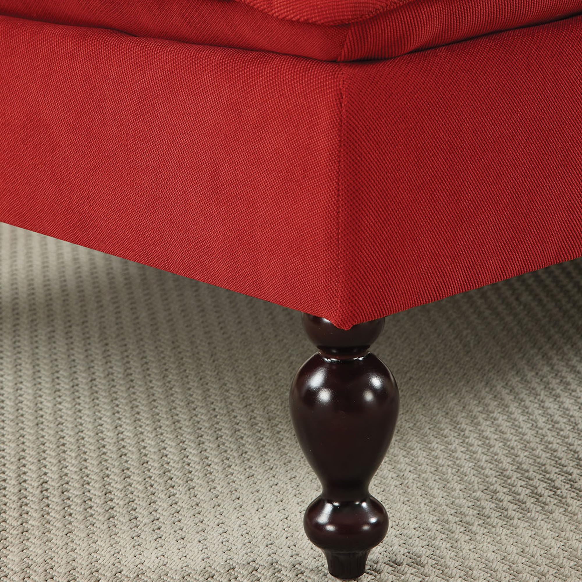 Furniture of America Maggie Fabric Upholstered Loveseat Bench in Red - Stylish Sofa for Living Room, Bedroom & Entryway Seating