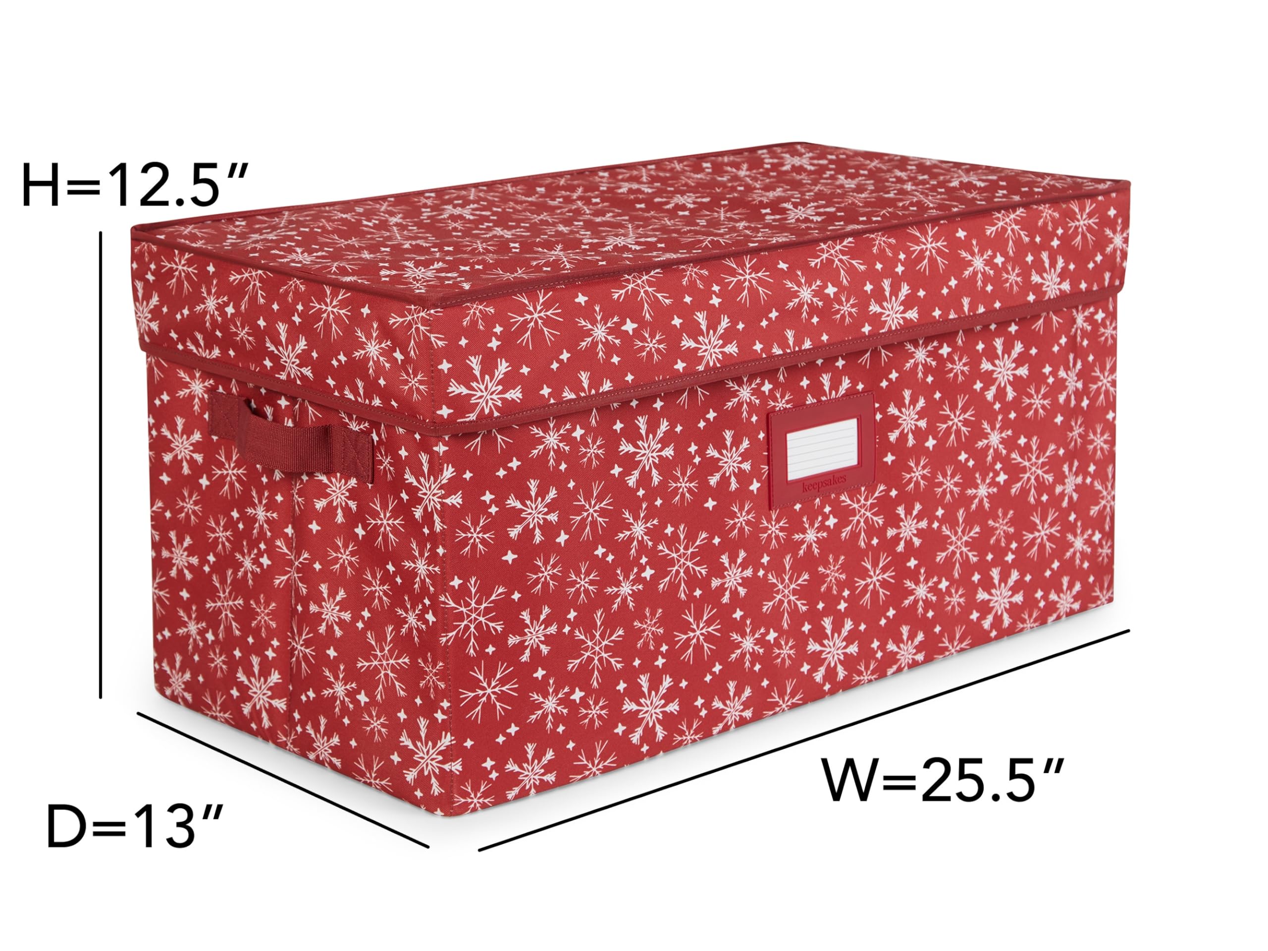 Covermates Keepsakes Adjustable Ornament Storage Box with Carrying Handles & Padded Protection - Holiday Decor Organizer for Christmas Tree Ornaments (Red Snowflake Design) - Perfect for Seasonal Storage & Home Organization