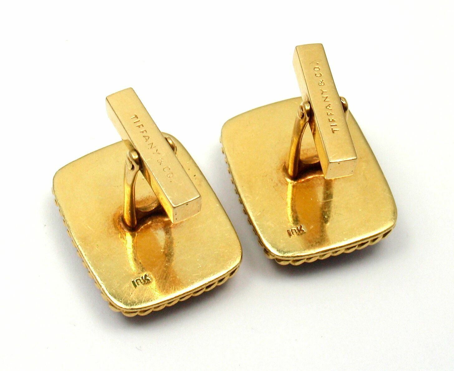 Tiffany & Co. 18k Yellow Gold Lapis Lazuli Rope Border Cufflinks for Men - Luxury Statement Jewelry for Weddings & Formal Events