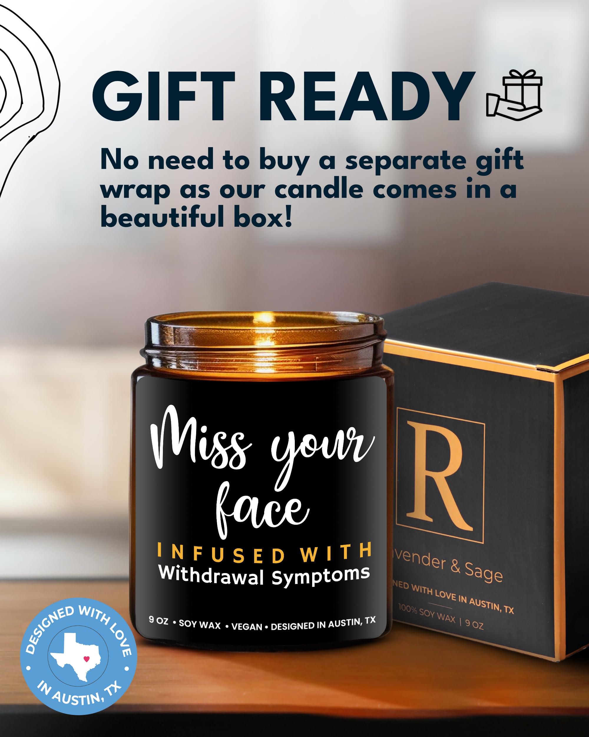 Funny Friendship Candle Gift - 'I Miss Your Face' Scented Candle for Women & Men | Unique Humorous Gift for Best Friends, Birthday Present | Perfect for Home Decor, Relaxation & Friendship Celebrations