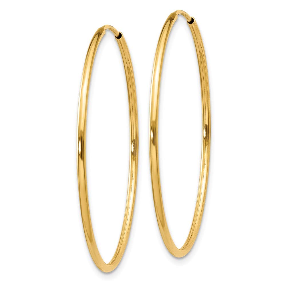 14K Yellow Gold 1.25mm Endless Hoop Earrings (30mm x 1.25mm) - Dainty Minimalist Everyday Jewelry for Women, Perfect for Work, Date Night & Gifts